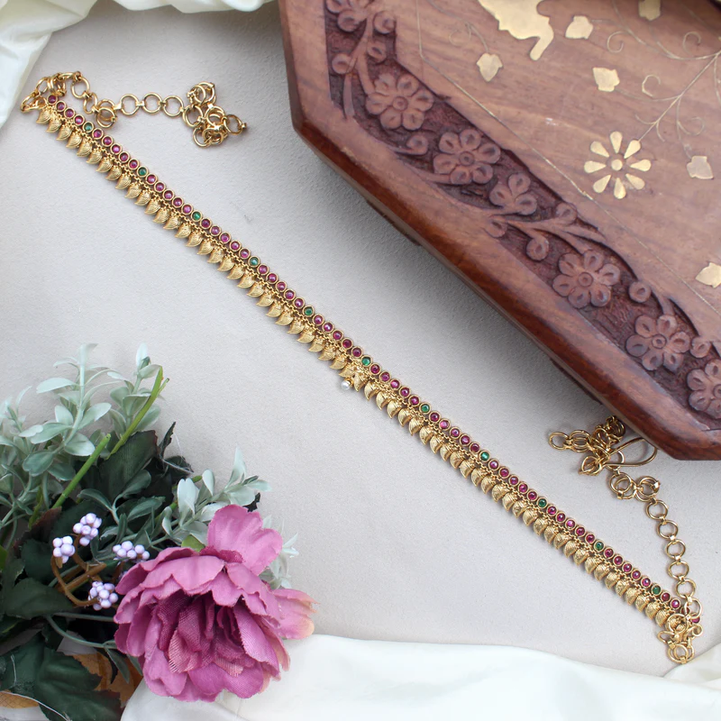 Antique Gold Premium Kemp Mango Hip Chain